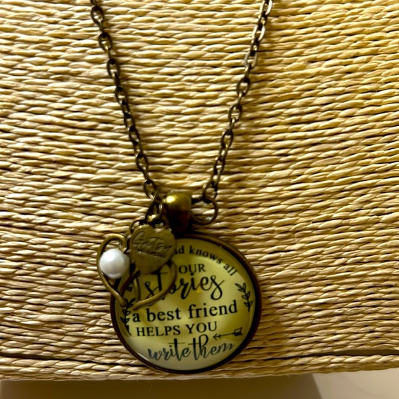 gutsy goodness Jewelry - Gutsy Goodness friendship charm necklace brass tone cream boho